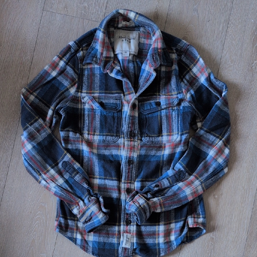 Abercrombie & Fitch Navy and Red Plaid Shirt